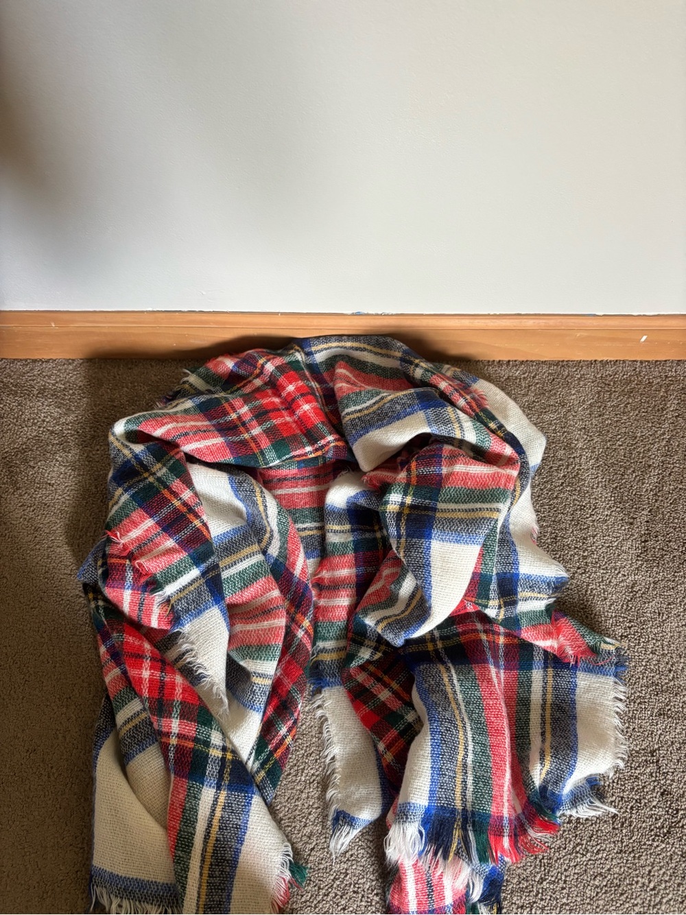 Plaid Fringe Scarf Wrap